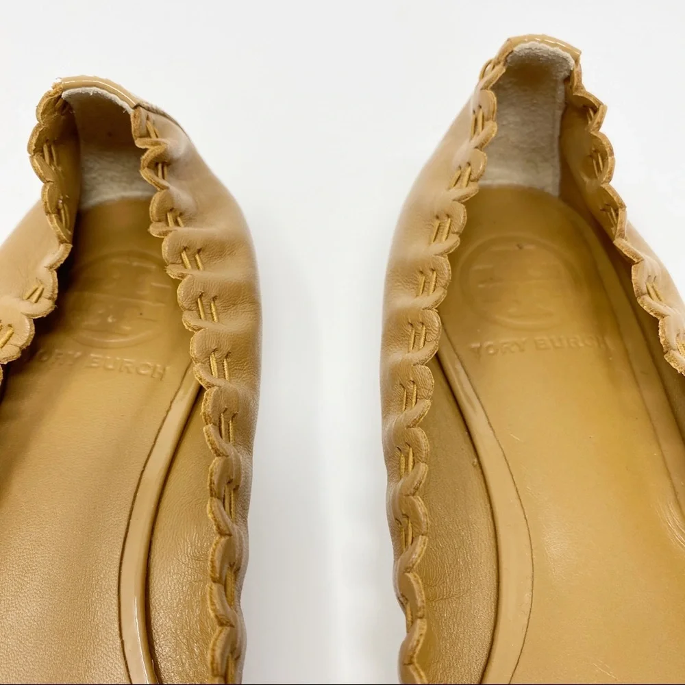 Tory Burch Romy Cap Toe Tan Ballet Flats Size 8 - Picture 6 of 8
